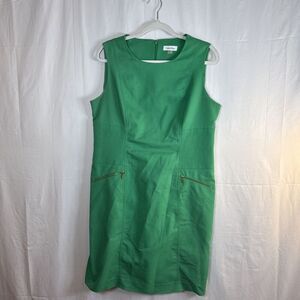 Calvin Klein Kelly Green Sleeveless Dress Size 14 Preowned